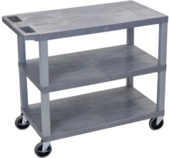 32" x 18" Utility Cart with Three Flat Shelves - Gray