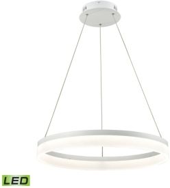 1 Light Led Pendant in Matte White with Acrylic Diffuser - Medium