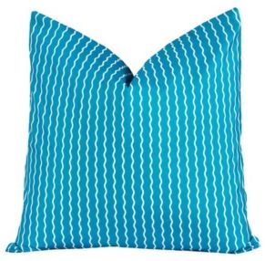 Serpentine Stripe Cerulean 16" Designer Throw Pillow