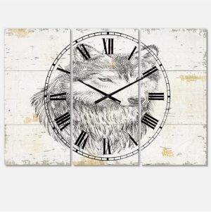 Traditional 3 Panels Metal Wall Clock