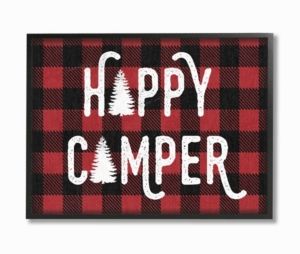 Happy Camper Red Black Framed Giclee Art, 11" x 14"