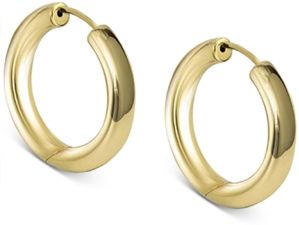 Small Seamless Hoop Earrings in 18k Gold-Plated Sterling Silver, 1"