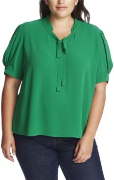 Plus Size Short Sleeve Ruffle V-Neck Top