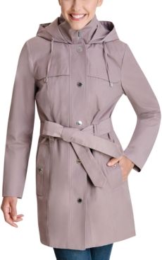 Hooded Bibbed Belted Water-Resistant Raincoat