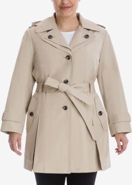 Plus Size Hooded Belted Trench Coat