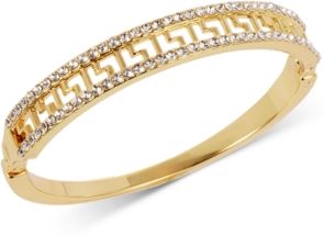 Greek Key Gold-Tone Crystal Filigree Bangle Bracelet, Created for Macy's