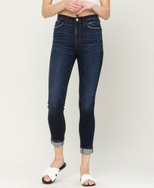 High Rise Cuffed Ankle Skinny Jeans