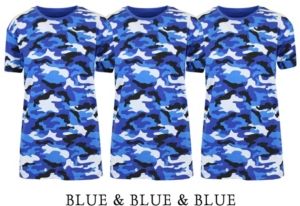 Loose Fit Short Sleeve Crew Neck Camo Printed Tee, Pack of 3