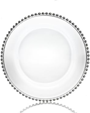 Jay Import American Atelier Glass Silver Beaded Charger Plate