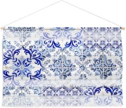 Ingrid Beddoes Portuguese Azulejos Wall Hanging Landscape, 47"x34"