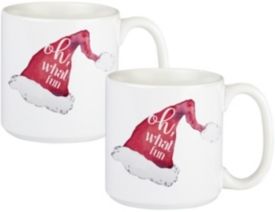Cathys Concepts Oh What Fun Santa Hat Large Coffee Mugs, Set of 2