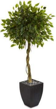5.5' Ficus Artificial Tree in Black Wash Planter Uv Resistant