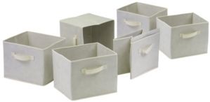 Capri Set of 6 Foldable Beige Fabric Baskets