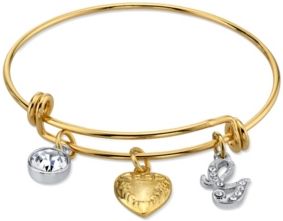 2028 14K Gold-Dipped Heart and Initial Crystal Charm Bracelet