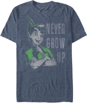 Disney Men's Peter Pan Never Grow Up Vintage Portrait Short Sleeve T-Shirt