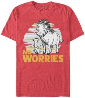 Disney Men's The Lion King Live Action Timon Pumbaa No Worries Short Sleeve T-Shirt