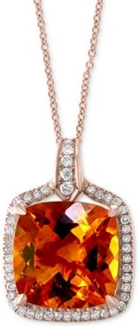 Effy Citrine (8-1/3 ct. t.w.) & Diamond (1/4 ct. t.w.) 18" Pendant Necklace in 14k Rose Gold