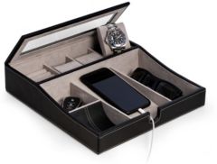 Valet Tray with Multi-Compartment Storage