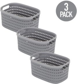 3 Pack Small Basket Weave Storage Tote