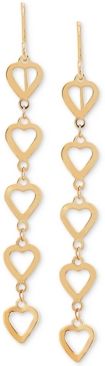 Polished Heart Dangle Drop Earrings in 10k Gold
