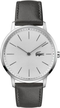 Moon Gray Leather Strap Watch 40.5mm