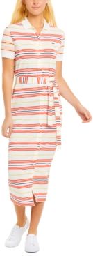 Striped Cotton Polo Shirt Dress