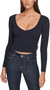 Cropped Ribbed-Knit Sweater