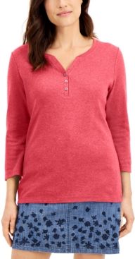 Cotton Henley-Neck Top, Created for Macy's