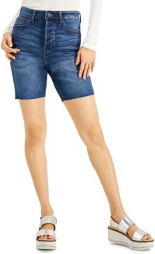 Juniors' Frayed Distressed Bermuda Shorts