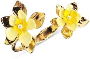 Inc Gold-Tone Yellow Flower Hinge Bracelet, Created for Macy's