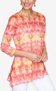 Misses Knit Embellished Tiedye Top