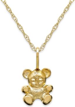 Children's Teddy Bear Teddy Bear Pendant Necklace in 14k Gold