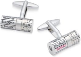 Sutton by Rhona Sutton Men's Silver-Tone Calendar Cufflinks