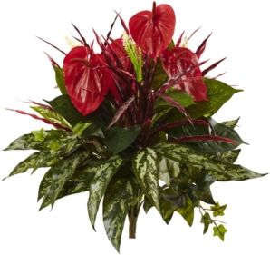 2-Pc. 24" Mixed Anthurium Artificial Bush Set