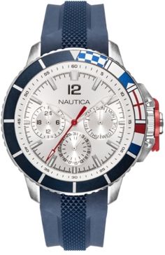 NAPBHP903 Bay Ho Multifunction Navy/Silver/Black Silicone Strap Watch