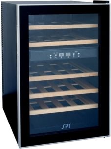 Spt 24-Bottle Dual-Zone Thermo-Electric Wine Cooler W/Wooden Shelves