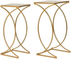 Metal with Glass Gold-Tone Accent Table, Set of 2