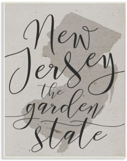 New Jersey Garden State Wall Plaque Art, 10" x 15"