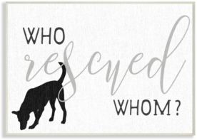 Who Rescued Whom? Dog Silhouette Typography Wall Plaque Art, 10" x 15"