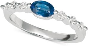 Sapphire (5/8 ct. t.w.) & Diamond (1/5 ct. t.w.) Ring in 14K White Gold