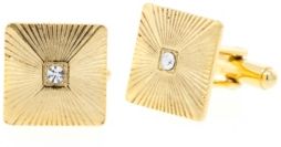 1928 Jewelry 14K Gold Plated Crystal Square Cufflinks