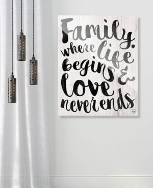 Family - Where Life Beings in Black 16" x 20" Acrylic Wall Art Print