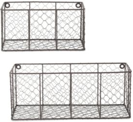Vintage like Wall Mount Chicken Wire Basket Set of 2