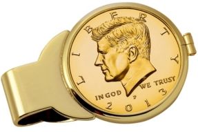 Gold-Layered Jfk Half Dollar Coin Money Clip