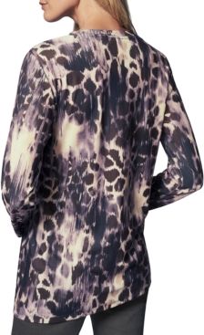 Printed Side-Ruched Top