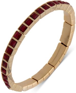 Gold-Tone Square Stone Stretch Bracelet