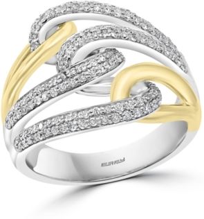 Effy Diamond Two-Tone Swirl Statement Ring (1/2 ct. t.w.) in 14k Gold & White Gold