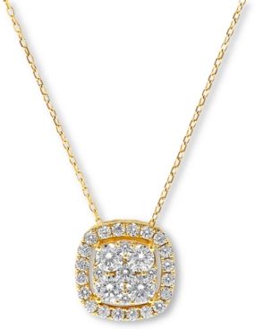 Diamond Halo Cluster Pendant Necklace (1 ct. t.w.) in 14k Gold or 14k White Gold