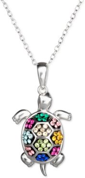 Crystal Turtle 18" Pendant Necklace in Sterling Silver, Created for Macy's