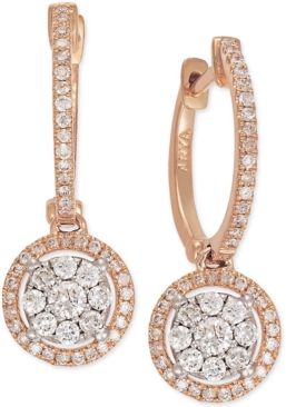 Diamond Circle Drop Earrings in 14k Rose Gold (5/8 ct. t.w.)